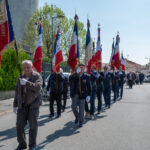 Cérémonie du 8 mai à St Crespin sur Moine | Sèvremoine. Constitué devant l'église, un cortège a conduit tous les participants jusqu'à la salle de sport où s'est déroulée la cérémonie. ©Olivier Rahard